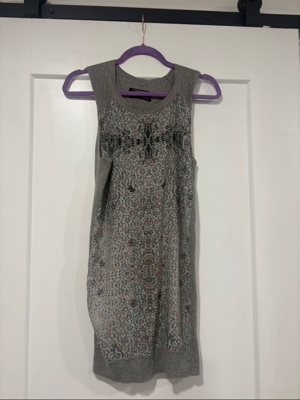 All Saints Gray Patterned Sleeveless Shift Dress